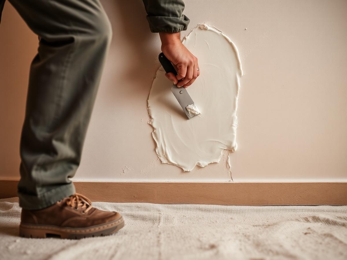 Drywall patch being finished