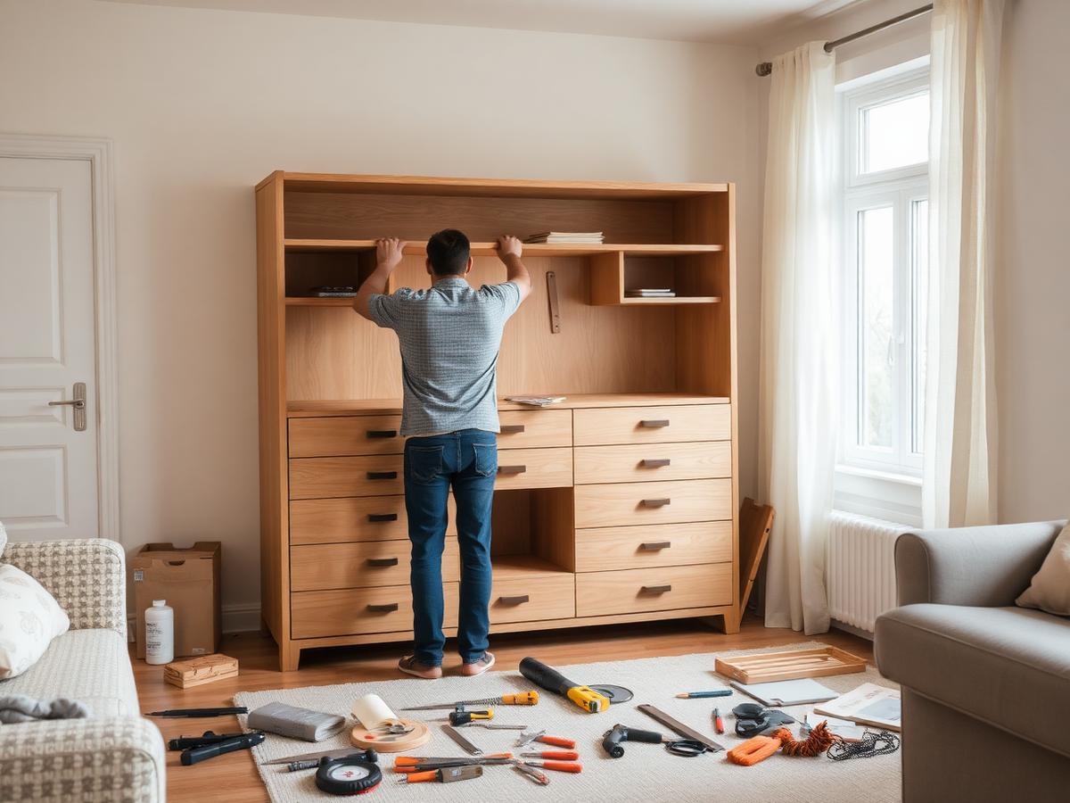 Assembling a wooden cabinet